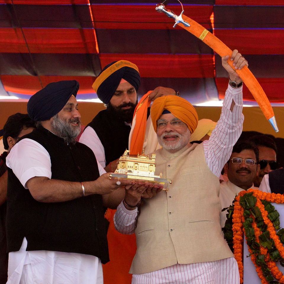 Punjab’s Deputy Chief Minister Sukhbir Singh Badal and Prime Minister Narendra Modi. 